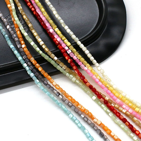 Natural Sea Shell Cube Beads Iridescent Mother of Artificial Pearl Loose Spacer Beads For DIY Jewelry Making Necklace Bracelet Accessory