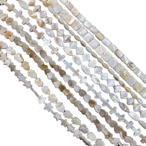 Natural Mother of Artificial Pearl Shell Loose Beads Butterfly Star Heart Cross Shape Polished Beads For DIY Necklace Jewelry Making Accessories
