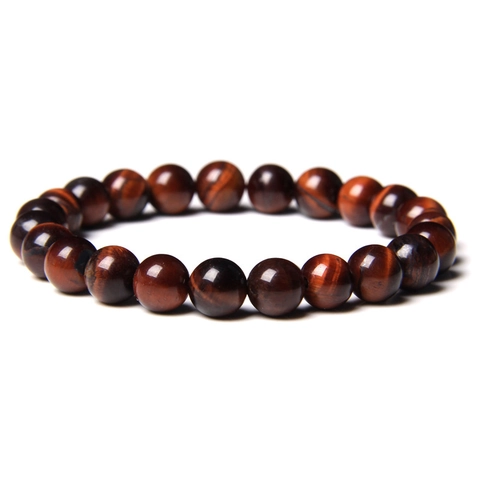 Natural Stone Beaded Bracelet For Men Women Tiger Eye Obsidian Agate Elastic Round Bead Bracelet Handmade Healing Jewelry Gift