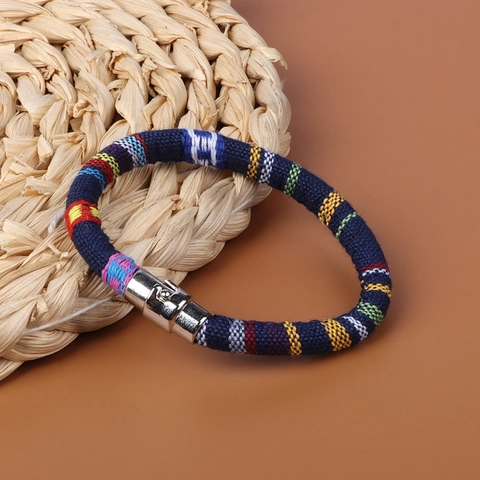 Handgemaakte Boheemse Geweven Armband Voor Mannen Vrouwen Kleurrijke Stoffen Touw Armband Met Magneetsluiting Etnische Strandstijl Mode Sieraden Accessoires Cadeau