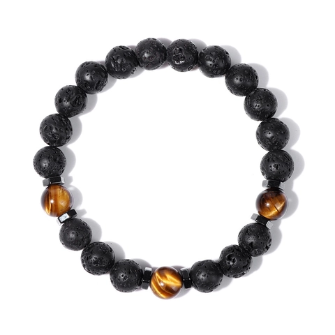 Natuurlijke Vulkanische Steen Tijgeroog Agaat Kralen Armband Voor Etherische Olie Aromatherapie Vintage Unisex Sieraden