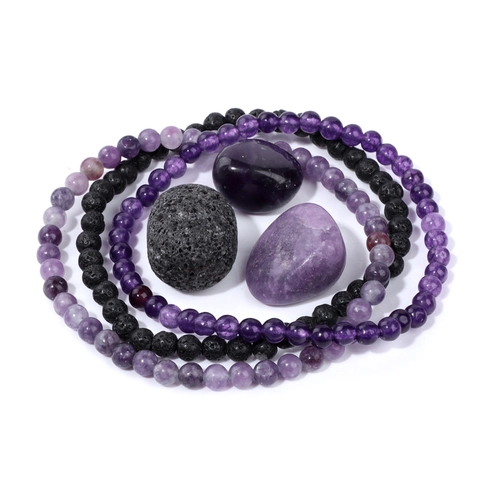 Pulseras de Cuentas de Piedra Natural 4mm Con Piedras de Energía Cruda Amatista Ojo de Tigre Ágata Joyería Artesanal