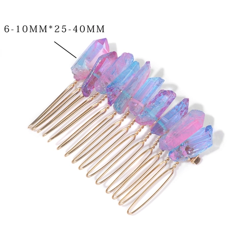 Boheems Handgemaakt Aura Kwartskristal Haarkam Voor Dames Natuurlijke Agaat Ruwe Steen Handgewikkelde Bruids Haaraccessoires
