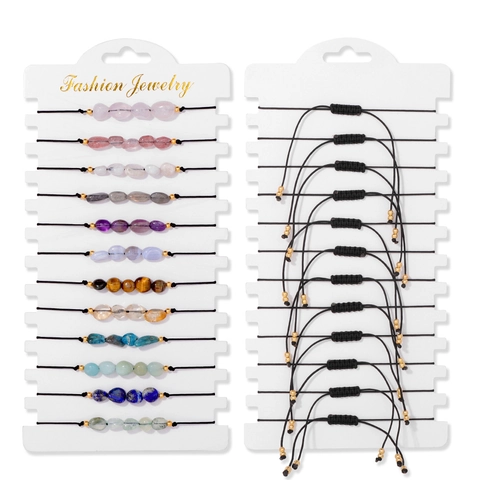 Handmade Woven Adjustable Rope Bracelet Natural Stone Chip Beads Alloy Charm Friendship Jewelry For Women Men