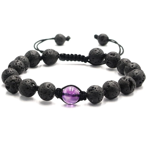 Pulsera de Aromaterapia con Aceites Esenciales Ajustable Tejida a Mano con Cuentas de Piedra de Lava Natural Amatista Ojo de Tigre para Hombre Mujer Joyería Vintage