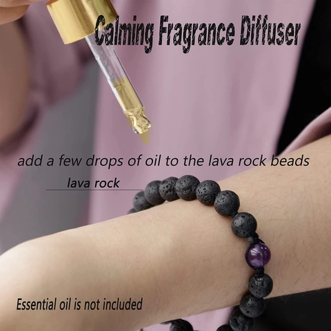 Pulsera de Aromaterapia con Aceites Esenciales Ajustable Tejida a Mano con Cuentas de Piedra de Lava Natural Amatista Ojo de Tigre para Hombre Mujer Joyería Vintage