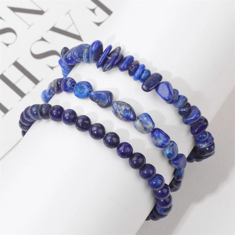 Natural Stone Chips Beads Bracelet Triple Layer Amethyst Rose Quartz Lapis Lazuli Tiger Eye Fluorite Elastic Jewelry For Women