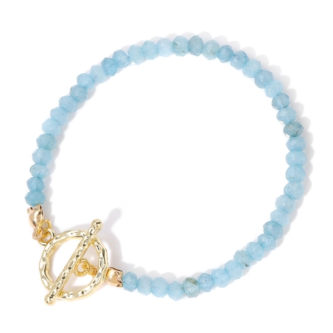Pulsera de Cuentas de Ágata Facetada de Piedra Natural para Mujer con Cierre de Barra Martillada de Aleación Joyería Bohemia
