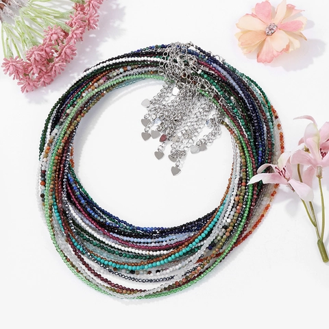 Handgefertigte Naturstein Perlen Choker Halskette Für Damen Böhmische Facettierte Perlen Herzanhänger Verstellbare Kette Schmuck Geschenk