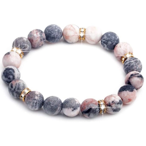Bracciale di Perline in Pietra d'Agata da 10mm Bracciale Elastico Fatto a Mano Vintage Con Distanziatori in Lega di Strass per Uomo Donna Regalo d'Affari