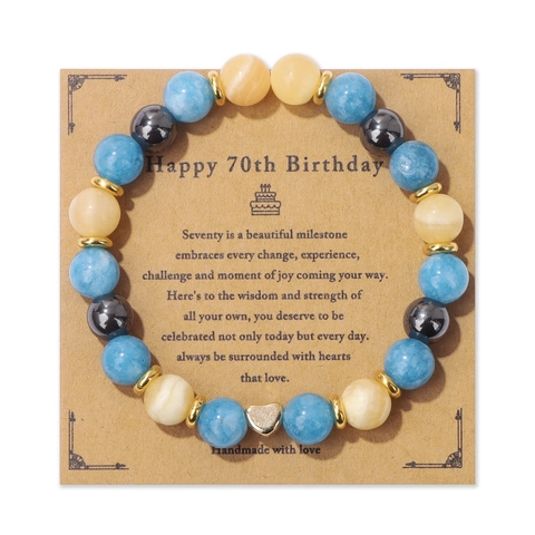Bracelet en Perles de Pierre Naturelle Agate Avec Pendentif Cœur en Alliage Cadeau d'Anniversaire Pour Hommes Femmes Bijoux