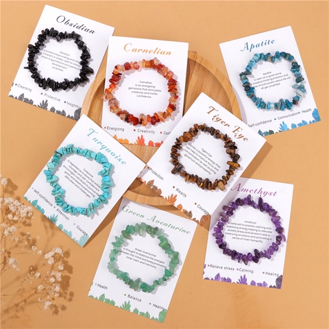 Vintage Natural Crushed Stone Beads Elastic Bracelet For Women Men Healing Crystal Irregular Chip Stone Strand Hand Jewelry