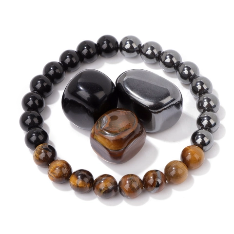 Pulsera De Cuentas De Piedra Natural Y Piedras Crudas Pulidas Para Hombres Mujeres Vintage Piedra De Lava Cristal De Curación Ágata Joyería