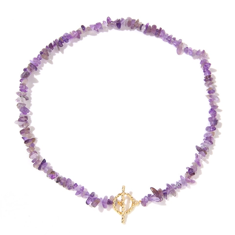 Naturstein Unregelmäßige Splitter Perlenkette Mit Legierung OT-Verschluss Vintage Boho Kristall Choker Für Damen Herren Schmuck