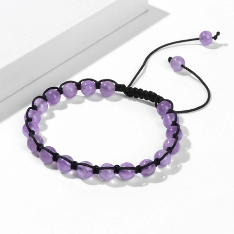 Braccialetto in Pietra Naturale Intrecciato a Mano Regolabile Bracciale di Perline Vintage Fatto a Mano Gioielli per Uomo Donna