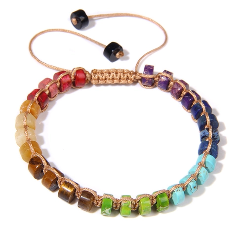Vintage Natuursteen Kralen Handgeweven Armband Voor Mannen Vrouwen Verstelbare Touw Gevlochten Ethische Chakra Sieraden Cadeau