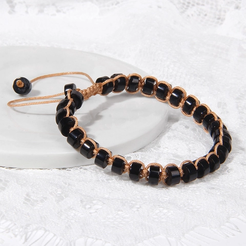 Vintage Natuursteen Kralen Handgeweven Armband Voor Mannen Vrouwen Verstelbare Touw Gevlochten Ethische Chakra Sieraden Cadeau