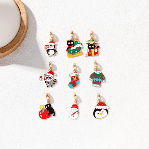 Pendentifs en Alliage d'Émail de Noël Dessin Animé Père Noël Renne Bonhomme de Neige Charms Pour DIY Collier Bracelet Fabrication Bijoux Accessoires