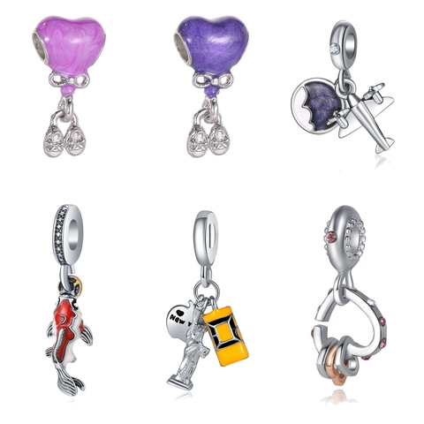 Alloy DIY Charms Airplane Earth Heart Cake Koi Fish Enamel Rhinestone Beads For Bracelet Jewelry Making Findings For Women