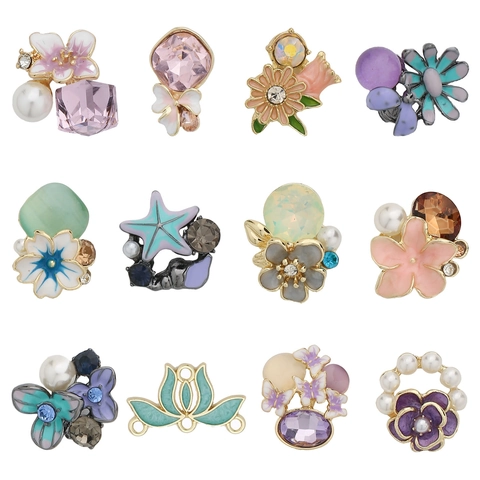 DIY Legierung Blume Schmetterling Strass Emaille Charms Für Schmuckherstellung Haarnadeln Zubehör Dekorative Schnallen