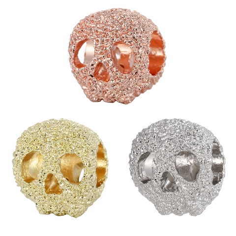 Gothic Legierung Totenkopf Perlen Gehämmerte Hohle Lose Abstands-Charms Für DIY Schmuckherstellung Armband Halskette Halloween