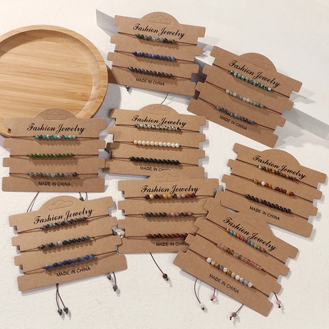 Set di Braccialetti con Perline in Pietra Naturale Intrecciati a Mano Regolabili Vintage Gioielli per Uomo Donna
