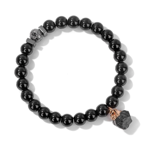 Pulsera de Cuentas de Piedra Natural Ágata y Piedra de Lava Hecha a Mano Con Colgante de Piedra Bruta para Hombre Mujer Joyería