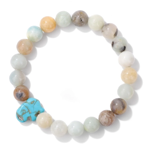 Natural Stone Elephant Beaded Bracelet Bohemian Style Elastic Strand Bracelet Vintage Jewelry For Women Men Everyday Gift