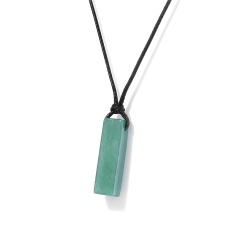 Collana con Pendente in Pietra Naturale Rettangolare per Uomo Donna Cordino Regolabile Agata Ametista Cristallo Gioielli