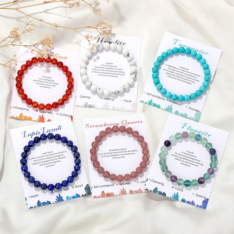 Naturstein Kristall Perlen Armband Handgefertigt Rundperlen Heilenergie Stretch Armband Für Damen Herren Mode Schmuck Geschenk