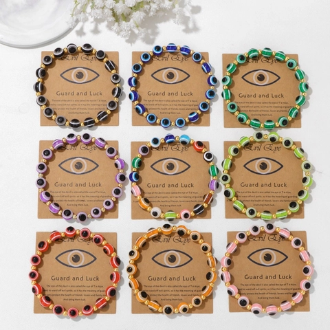 Ethnic Evil Eye Beaded Bracelet With Gold Plated Alloy Spacers Protection Jewelry For Men Women Bohemians Lucky Amulet