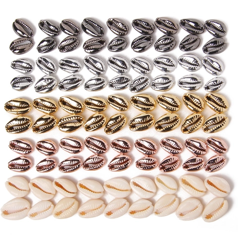 Natural Cowrie Shell Beads For Jewelry Making DIY Bracelet Necklace Findings Electroplated Sea Shell Charms Accessory