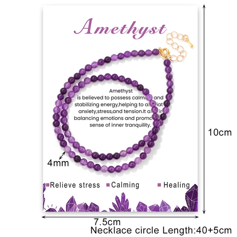 Naturstein Rundperlenkette Für Damen Amethyst Tigerauge Rosenquarz Türkis Perlenkette Mode Schmuck Geschenk