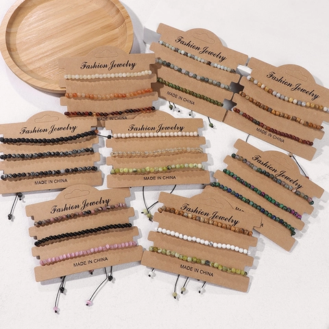 Handmade Braided Natural Stone Agate Beaded Bracelets Set For Women Adjustable Rope Bead Bracelet Fashion Jewelry Gift