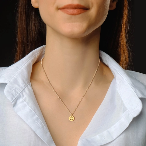 18K Gold Plated Stainless Steel Zodiac Sign Pendant Necklace Minimalist Hollow Round Coin Twelve Constellations Jewelry For Women