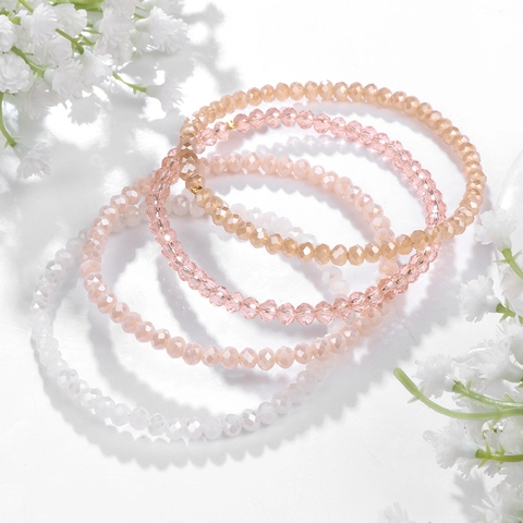 Pulsera de Cuentas de Vidrio de Cristal de Varias Capas para Mujer Bohemia Facetada Elástica Hecha a Mano Joyería de Moda Regalo Accesorio