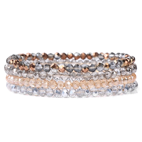 Elegant Artificial Crystal Beaded Bracelet Set For Women Faceted Crystal Stretch Bracelets Minimalist Stackable Jewelry Gift
