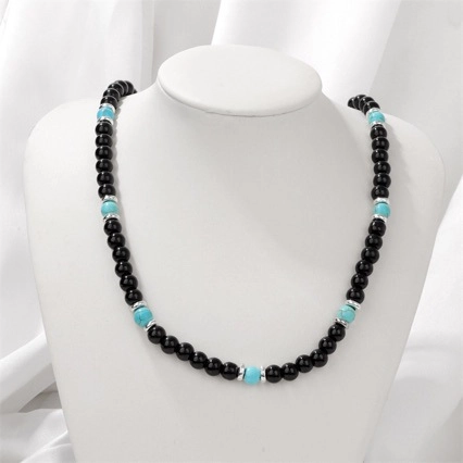 7 Chakra Beaded Necklace For Women Natural Black Agate Stone Yoga Healing Rainbow Pendant Necklace With Adjustable Chain Jewelry