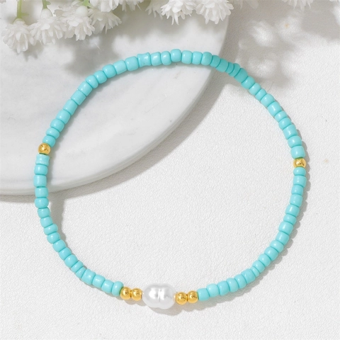 Bracelet en Perles de Rocaille Bohème pour Femmes Perle Naturelle Élastique Bijoux de Mode Faits à la Main Plage