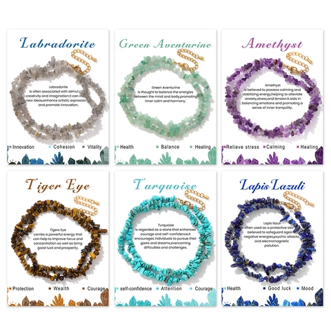 Natural Irregular Crystal Chip Stone Necklace Stainless Steel Lobster Clasp Bohemian Healing Quartz Jewelry With Card