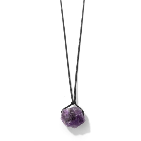 Natural Raw Crystal Stone Pendant Necklace Irregular Amethyst Rose Quartz Fluorite Lapis Lazuli Handmade Adjustable Rope Chain Minimalist Bohemian Jewelry Gift For Women
