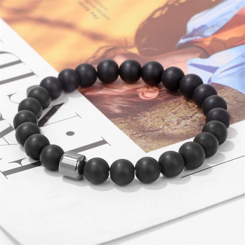 Bracciale con Perline in Pietra Naturale da 8mm per Uomo Donna Occhio di Tigre Agata Pietra Lavica Ematite Distanziatore Bracciale Elastico Gioielli