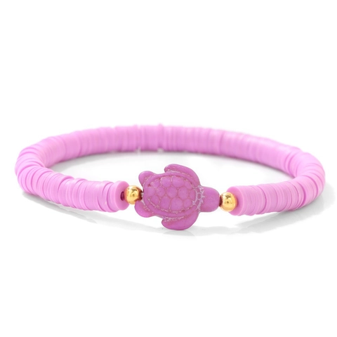 Bohemian Colorful Heishi Beads Turtle Bracelet For Women Summer Beach Dopamine Polymer Clay Stretch Bracelet Alloy Jewelry