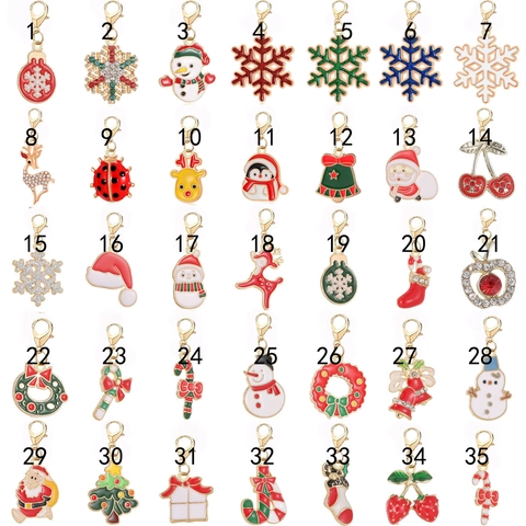 Breloques de Noël en Alliage d'Émail avec Fermoir Mousqueton pour la Fabrication de Bracelets et Colliers DIY Pendentifs Cadeau