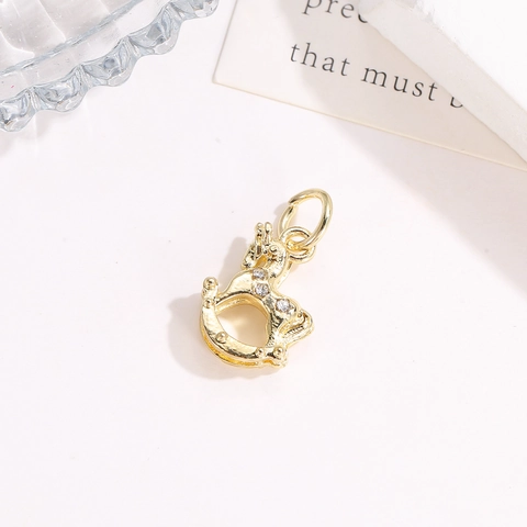 Cartoon Gold Rocking Horse Pendant Alloy Rhinestone Inlaid Pony Charms For DIY Bracelet Necklace Jewelry Making Women Kids Gift