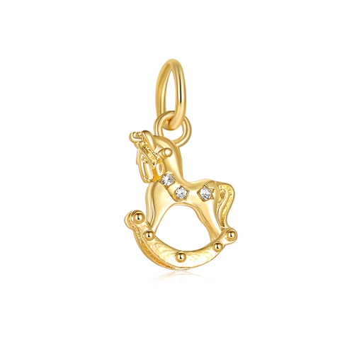 Cartoon Gold Rocking Horse Pendant Alloy Rhinestone Inlaid Pony Charms For DIY Bracelet Necklace Jewelry Making Women Kids Gift