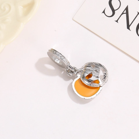 Halloween Pompoen Jack-O-Lantern Bedel Legering Emaille Oranje Duivel Hanger Met Zirconia Voor Armband Ketting Oorbel Sieraden Maken