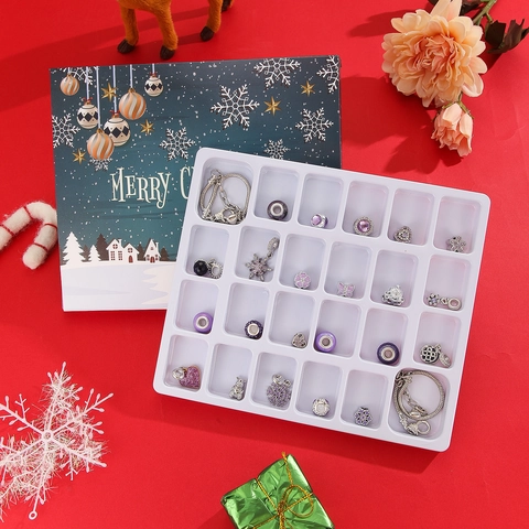 Kerst Adventskalender DIY Armbanden Maken Set Paars Strass Sneeuwvlok Hart Charms Sieraden Geschenkdoos Voor Vrouwen
