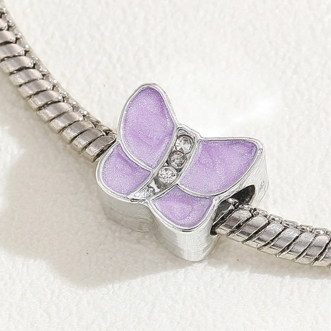 Ciondolo a Farfalla in Lega Perline Sfuse in Smalto Colorato e Strass Accessori per Gioielli Fai-da-te per Bracciale Collana Regalo
