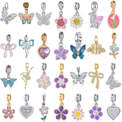 Pendentifs en Alliage Émaillé Papillon Fleur Cœur Strass Perle Artificielle pour DIY Fabrication de Bijoux Bracelet Collier Accessoires